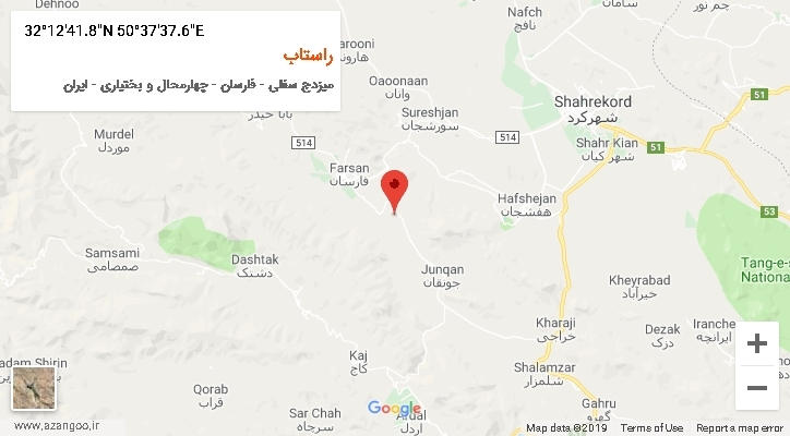 روستای راستاب بر روی نقشه