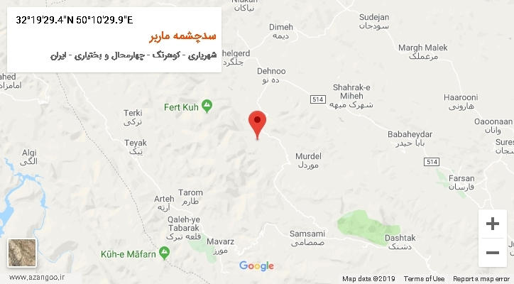 روستای سدچشمه ماربر بر روی نقشه