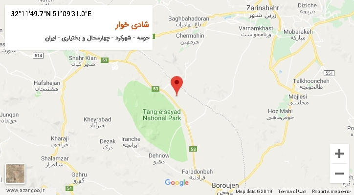 روستای شادی خوار بر روی نقشه