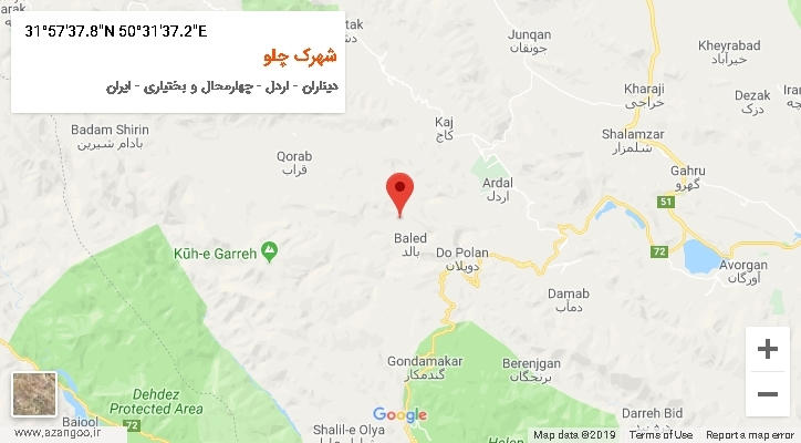 روستای شهرک چلو بر روی نقشه
