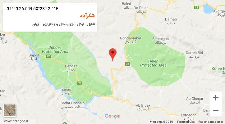 روستای شکرآباد بر روی نقشه