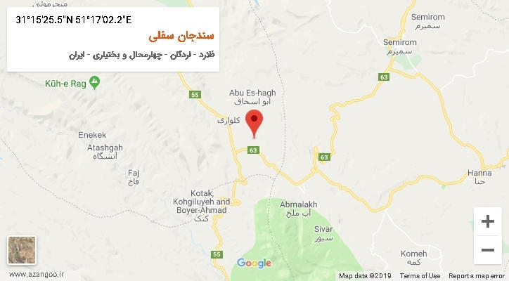 روستای سندجان سفلی بر روی نقشه