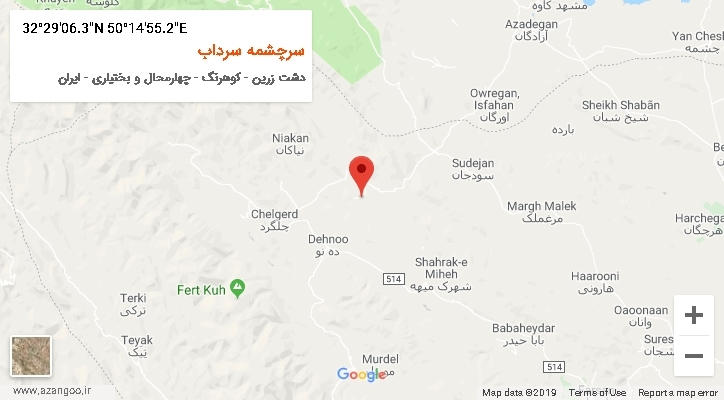 روستای سرچشمه سرداب بر روی نقشه