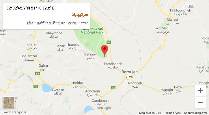 روستای سرتیپاباد بر روی نقشه