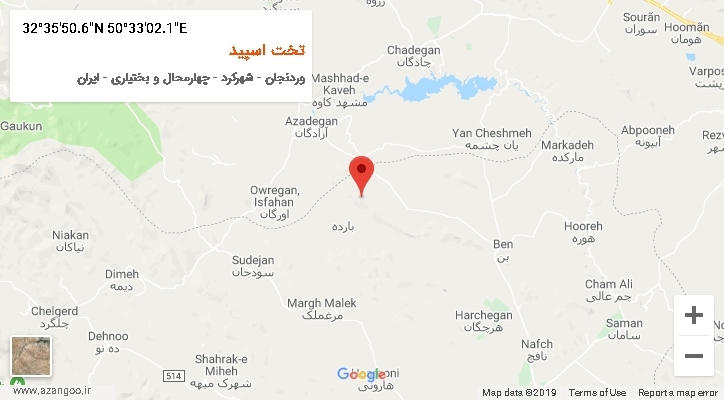روستای تخت اسپید بر روی نقشه