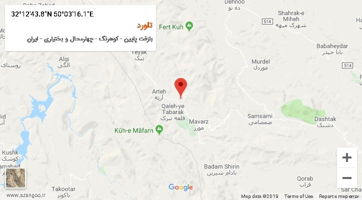 روستای تلورد بر روی نقشه