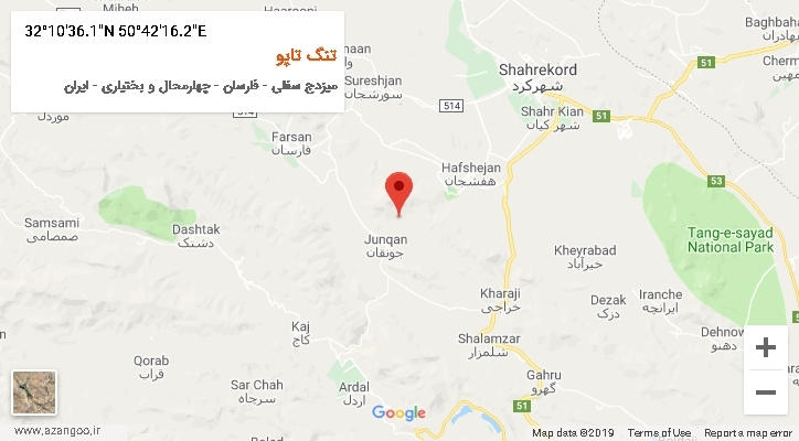 روستای تنگ تاپو بر روی نقشه