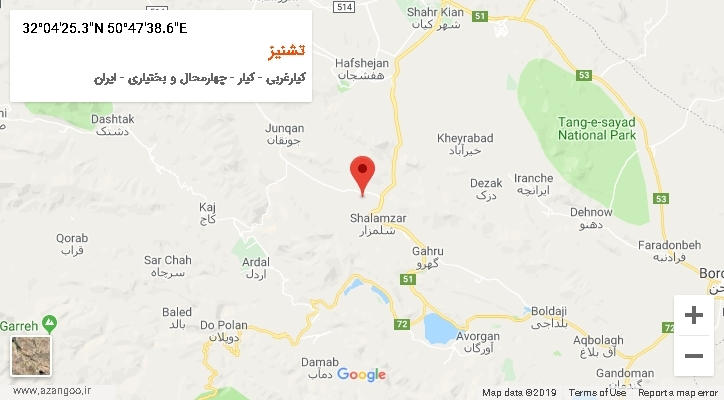 روستای تشنیز بر روی نقشه