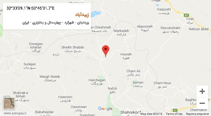 روستای زبیدآباد بر روی نقشه
