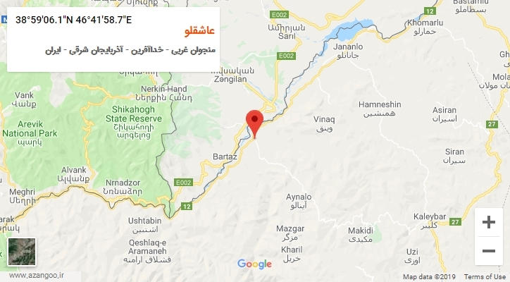 روستای عاشقلو بر روی نقشه