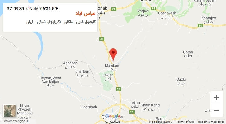 روستای عباس آباد بر روی نقشه