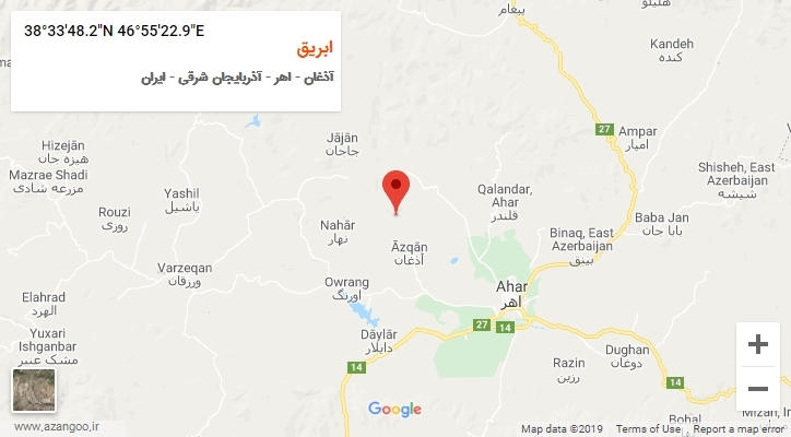 روستای ابریق بر روی نقشه