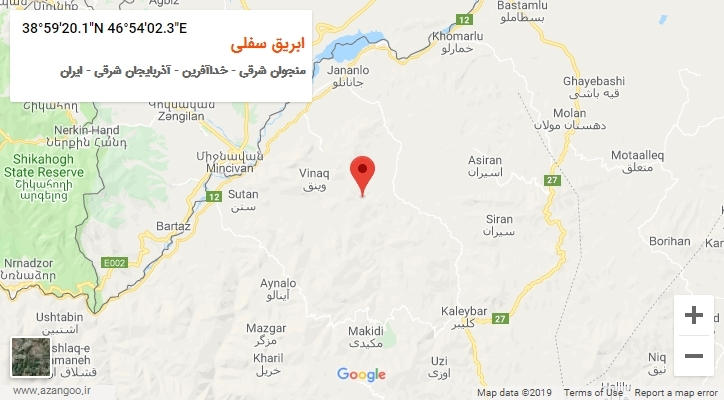 روستای ابریق سفلی بر روی نقشه