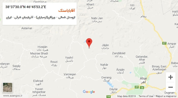 روستای آقاباباسنک بر روی نقشه