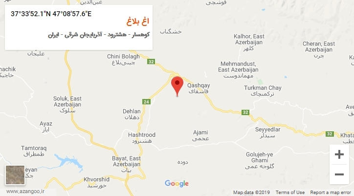 روستای اغ بلاغ بر روی نقشه