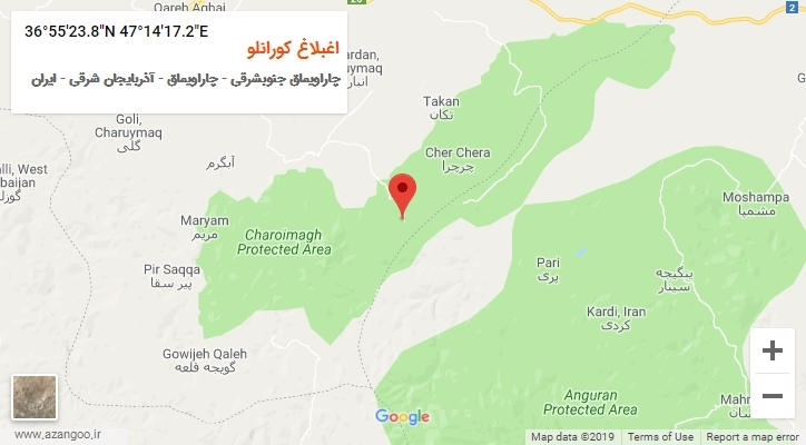 روستای اغبلاغ کورانلو بر روی نقشه