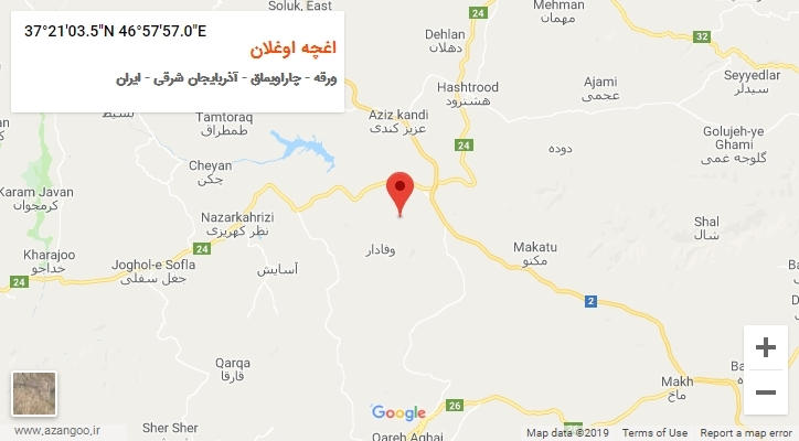 روستای اغچه اوغلان بر روی نقشه
