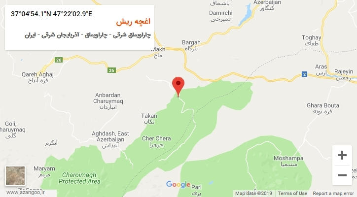 روستای اغچه ریش بر روی نقشه