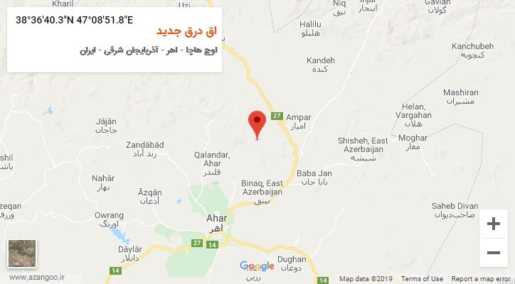 روستای اق درق جدید بر روی نقشه