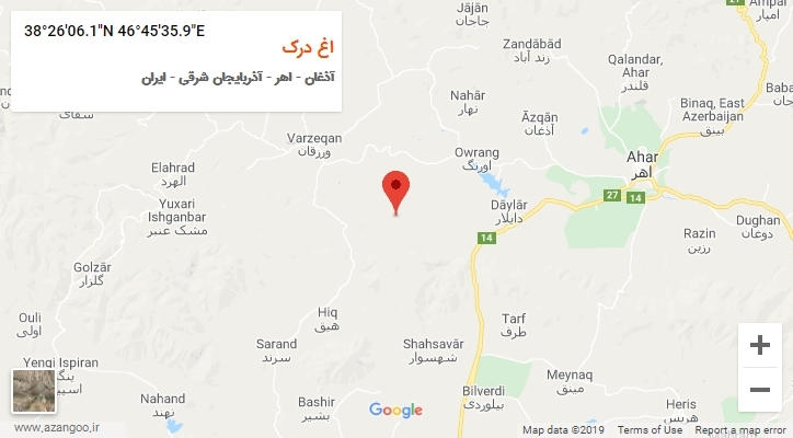 روستای اغ درک بر روی نقشه