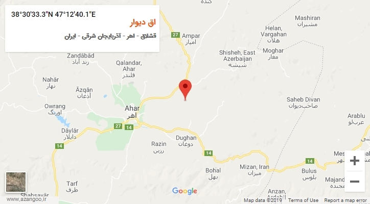 روستای اق دیوار بر روی نقشه