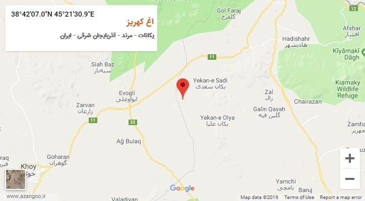 روستای اغ کهریز بر روی نقشه
