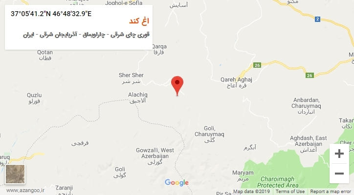 روستای اغ کند بر روی نقشه