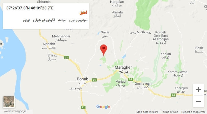 روستای اهق بر روی نقشه