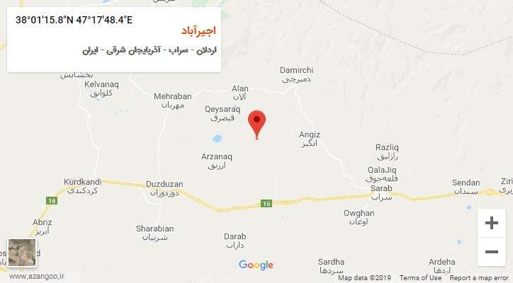 روستای اجیرآباد بر روی نقشه