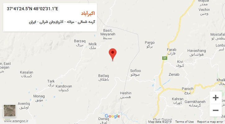 روستای اکبرآباد بر روی نقشه