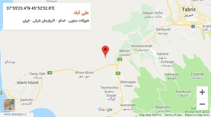 روستای علی آباد بر روی نقشه