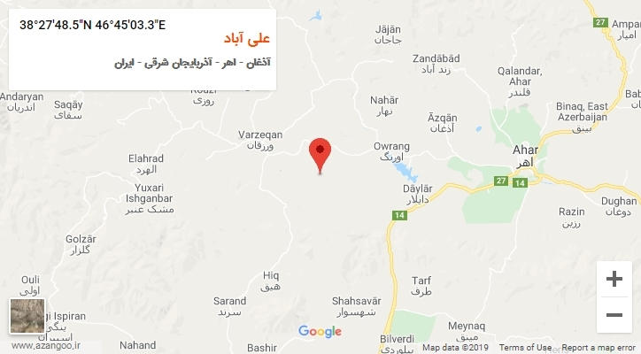 روستای علی آباد بر روی نقشه
