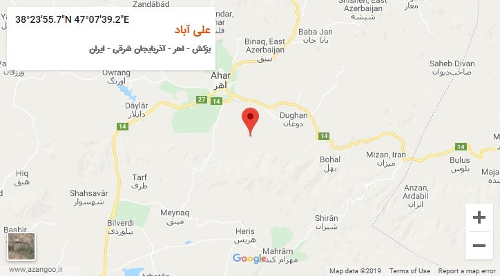 روستای علی آباد بر روی نقشه