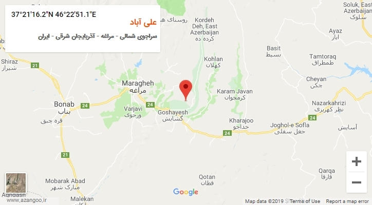 روستای علی آباد بر روی نقشه