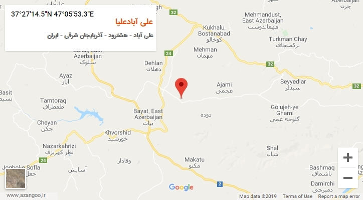 روستای علی آبادعلیا بر روی نقشه