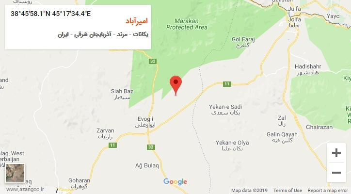 روستای امیرآباد بر روی نقشه