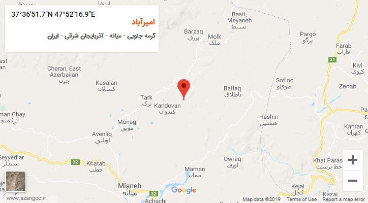 روستای امیرآباد بر روی نقشه