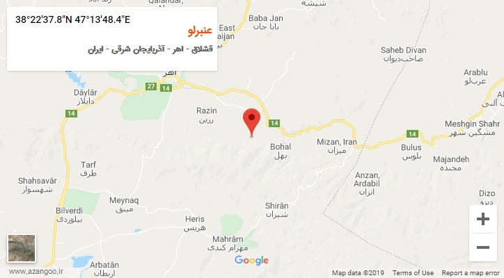 روستای عنبرلو بر روی نقشه