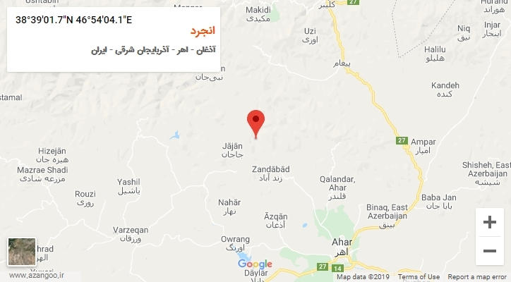 روستای انجرد بر روی نقشه