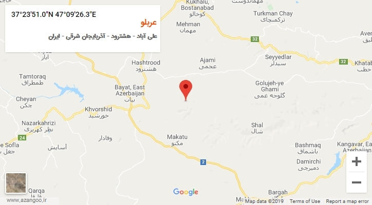 روستای عربلو بر روی نقشه