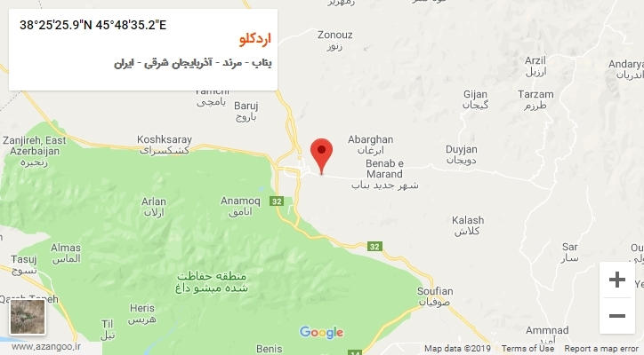 روستای اردکلو بر روی نقشه