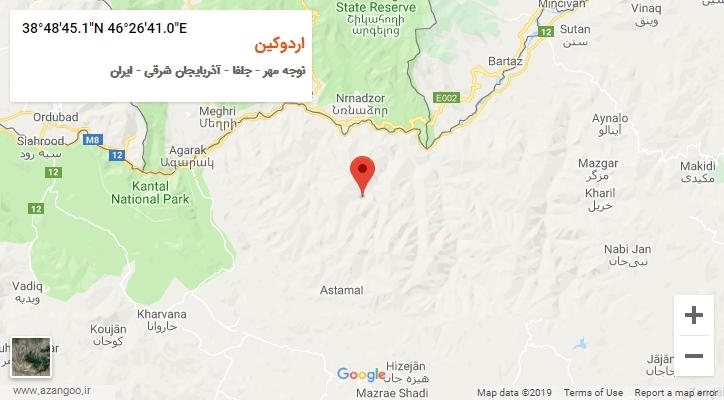روستای اردوکین بر روی نقشه