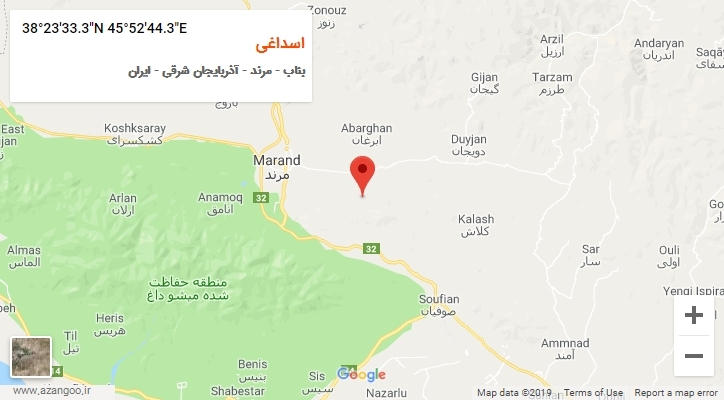 روستای اسداغی بر روی نقشه