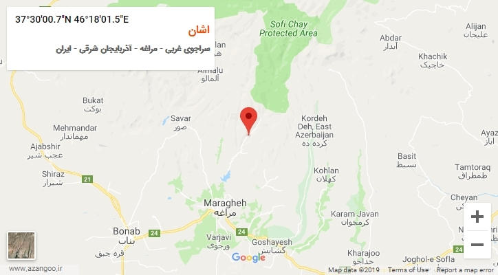 روستای اشان بر روی نقشه