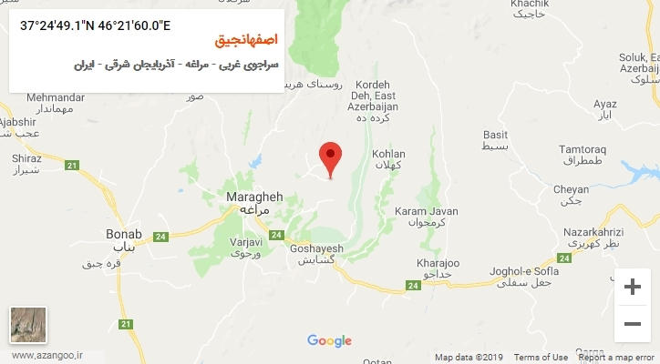 روستای اصفهانجیق بر روی نقشه