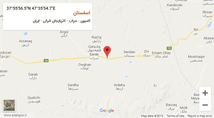 روستای اسفستان بر روی نقشه