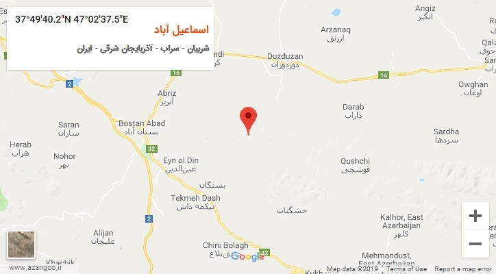 روستای اسماعیل آباد بر روی نقشه