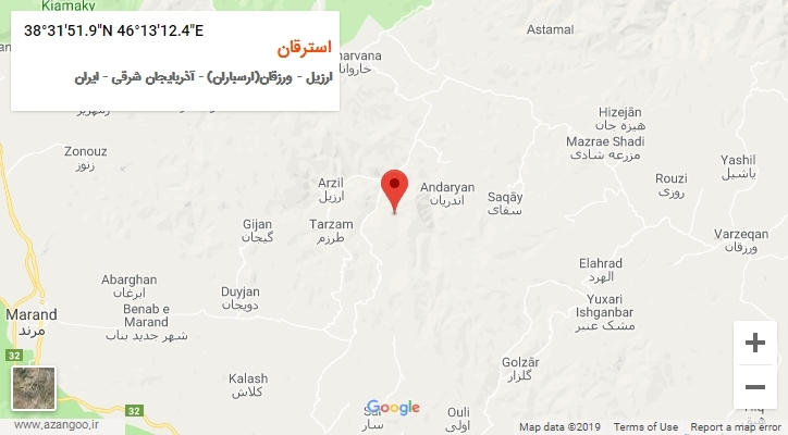روستای استرقان بر روی نقشه