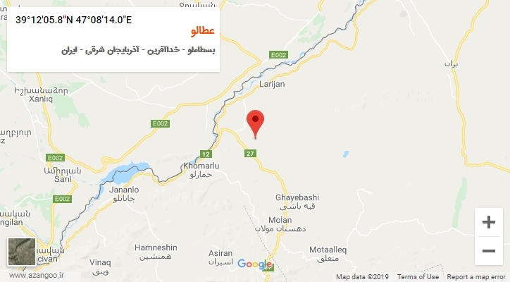 روستای عطالو بر روی نقشه