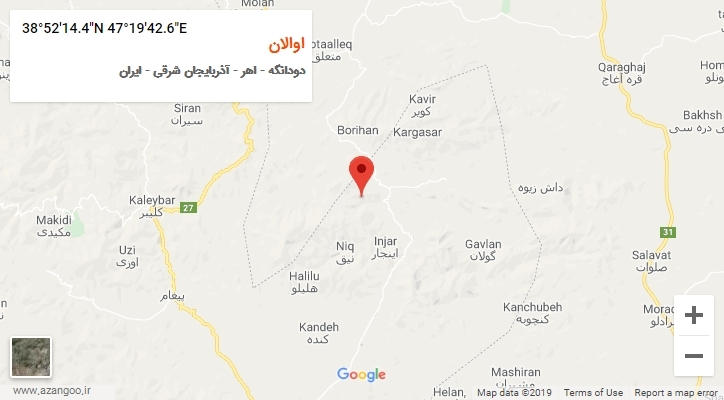 روستای اوالان بر روی نقشه